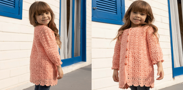 Vestido de crochê com Botões Infantil: Receita e gráfico