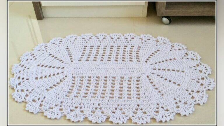 Tapete de Crochê Oval: Aprenda a fazer com gráfico passo a passo