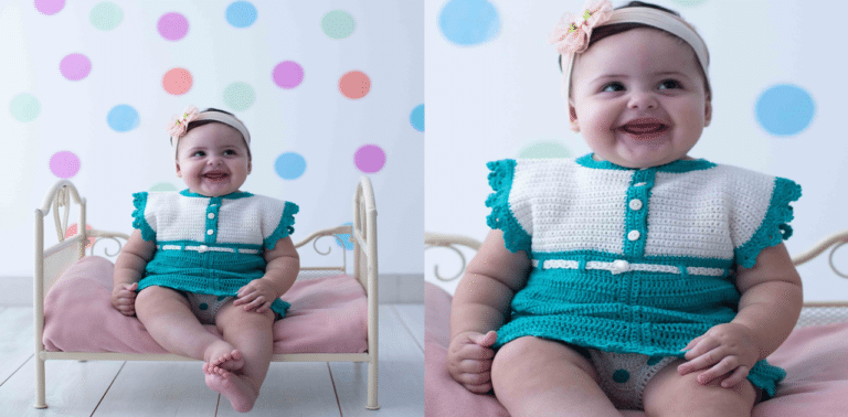 Vestido e calcinha Infantil Poá: Receita e gráfico