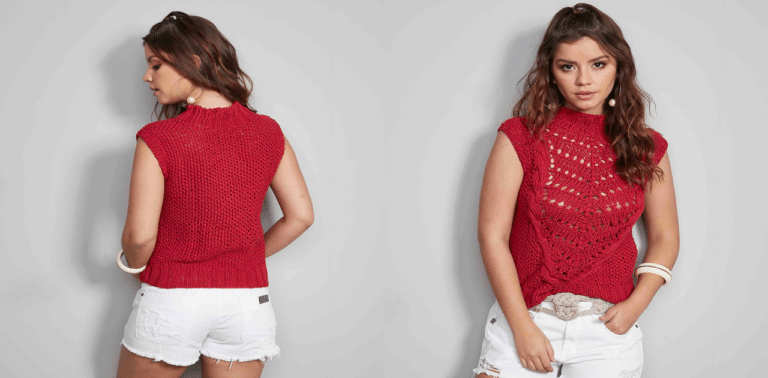 Blusa de tricô Rubi: Receita e gráfico
