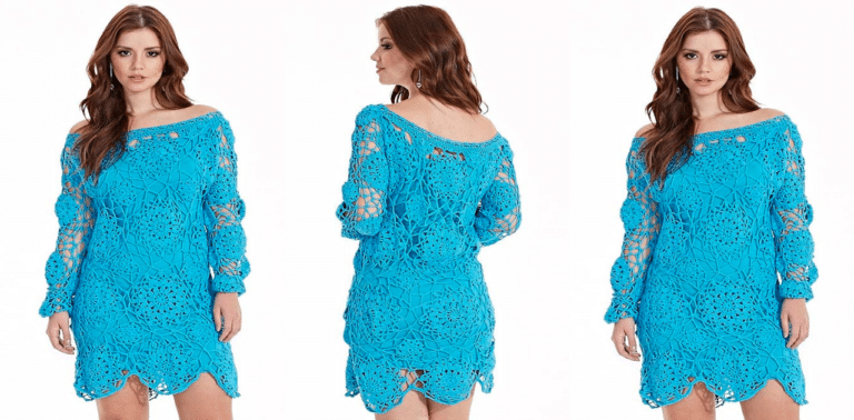 Lindo vestido de crochê Turquesa: Passo a passo