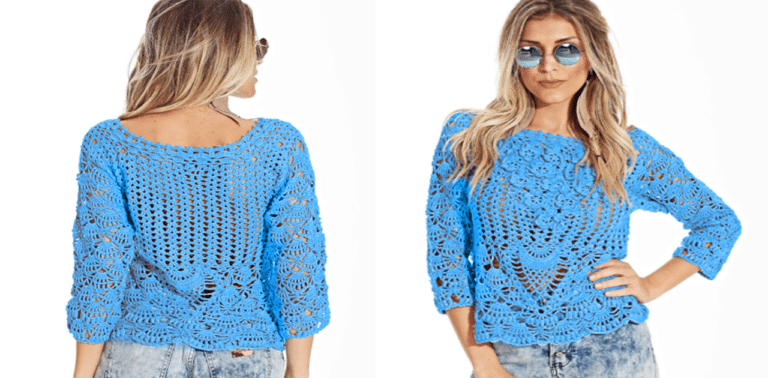 Belíssima blusa de crochê Acqua com passo a passo