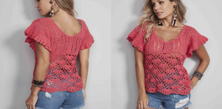 Blusa de crochê Tulipa: Receita e gráfico
