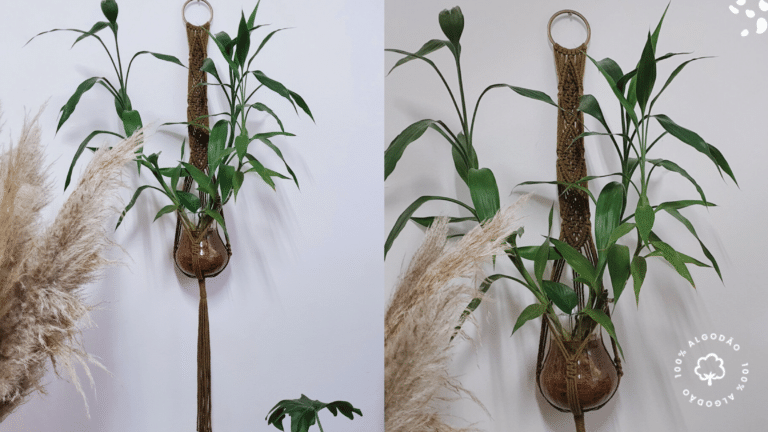 Um charmoso Suporte de Macramê para vasos: Receita e vídeo