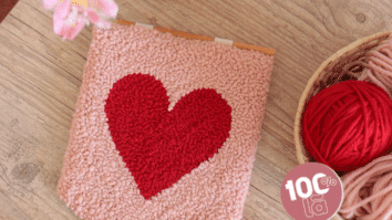 Punch Needle: Decoração de Flâmula Coração