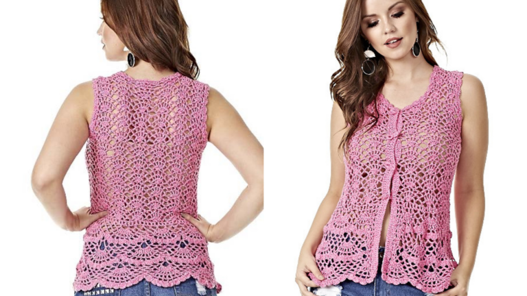 Blusa de crochê Glamour Rosa: Receita e gráfico