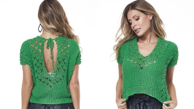 Aprenda a blusa de tricô Bandeira com receita e gráfico