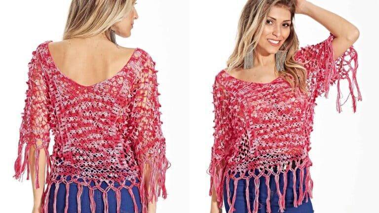 Lindíssima blusa de crochê Mescla Rosa: Passo a passo