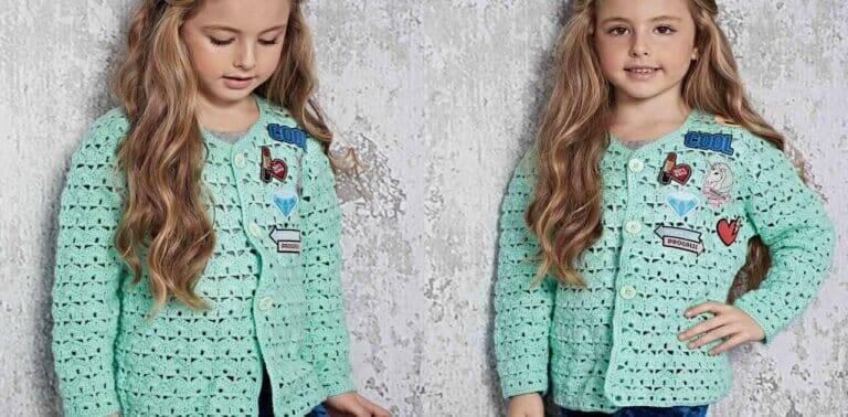 Faça o divertido Cardigã de crochê Infantil com Patches