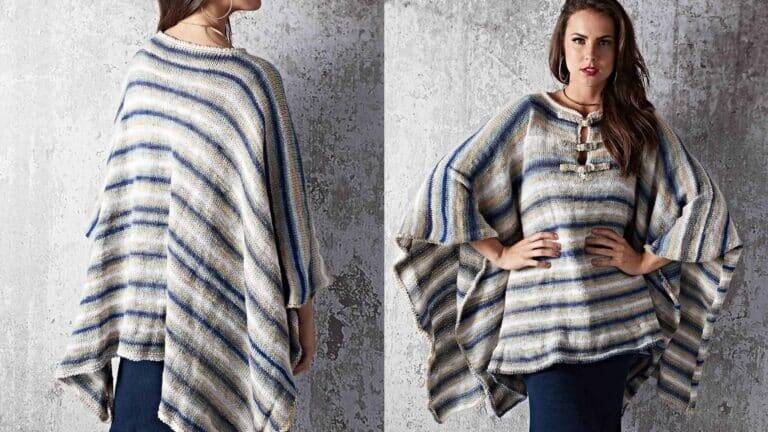 Poncho de tricô Batik com receita  gráfico