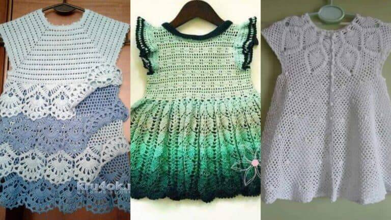 21 Vestidos de Crochê Infantil com Gráficos para Copiar