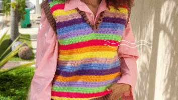 Colete Arco Íris – Crochê com fio/lã FLASH
