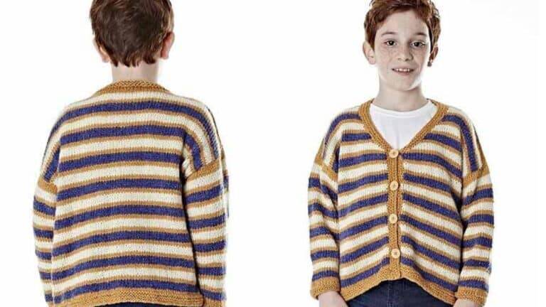 Faça o cardigã de tricô Infantil com passo a passo