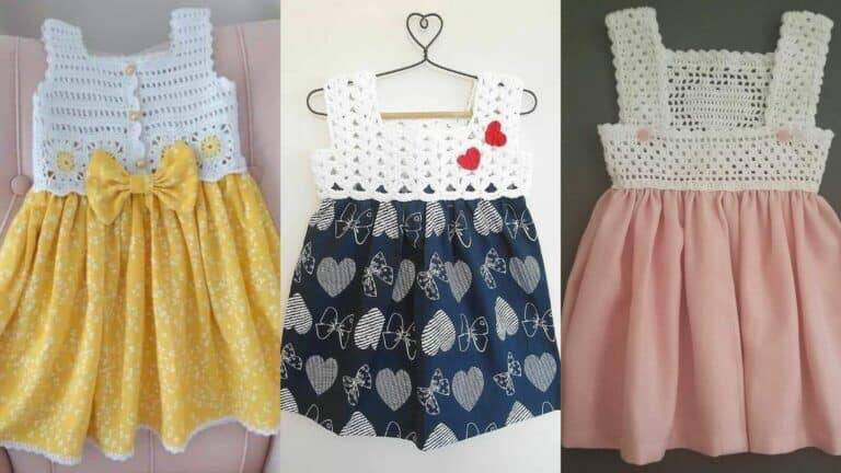 Vestidinhos de Crochê Infantil com Tecido: 40 Inspirações Encantadoras
