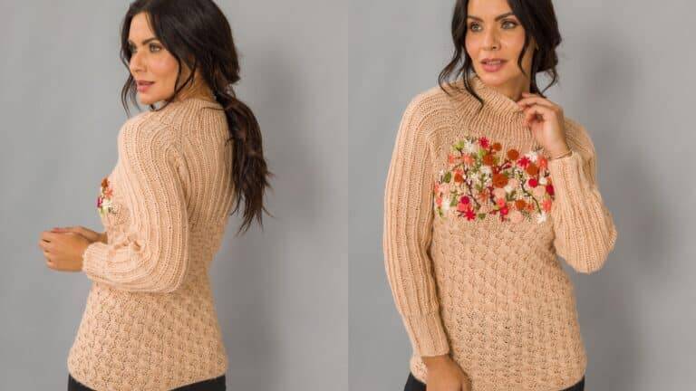 Blusa de Tricô Jardim Secreto com receita e gráfico