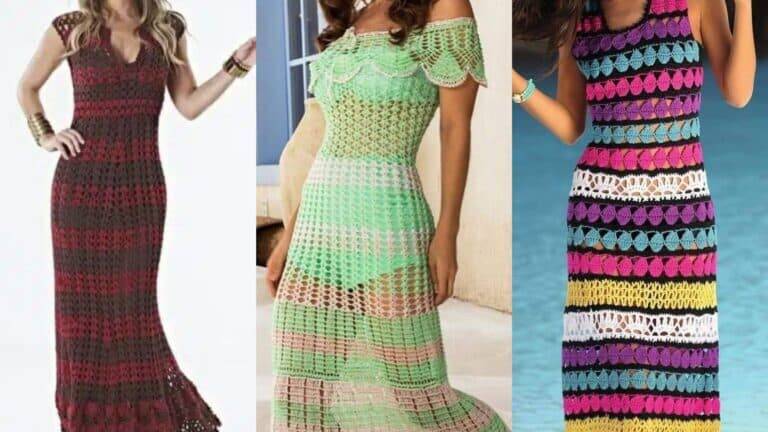 Vestidos Longos de Crochê: Inspirações e Gráficos para Baixar