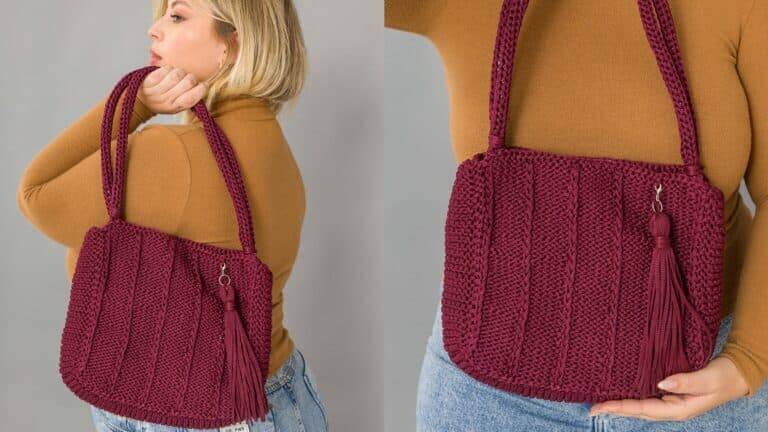 Bolsa de tricô Iza com receita e gráfico