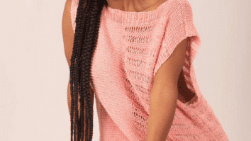 Blusa Assimétrica Salmão de tricô – Fio Tropfil