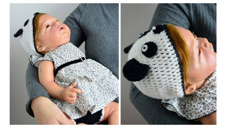 Maravilhoso Conjunto de Crochê Panda Com Materiais fáceis fica Perfeito