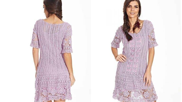 Vestido de crochê Lilás: Passo a passo