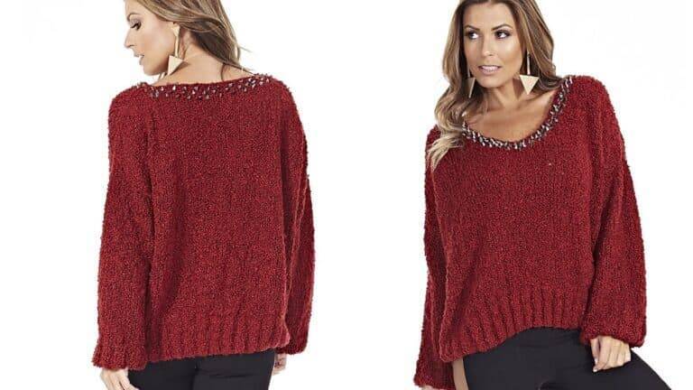 Fique quentinha com a Blusa de tricô Marsala