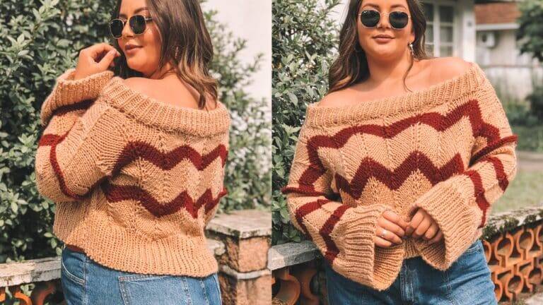 Faça a linda Blusa de Tricô Chevron com passo a passo