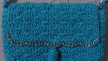 Bolsa azul - Cisne Super bebê de crochê