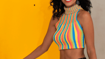 Cropped listrado - Cisne Splash em tricô