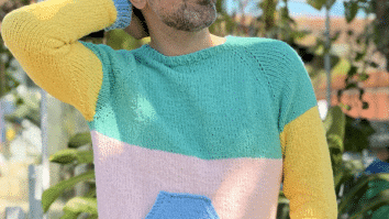 Topdown de tricô – Blusa canguru Cores – Fio BOCAINA