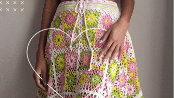 Saia de crochê – Flores – Com fio Bella Fashion