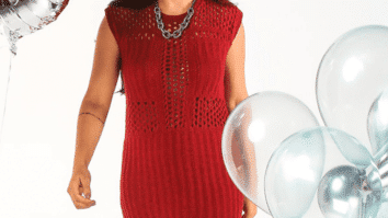 Vestido vinho ajurado de crochê