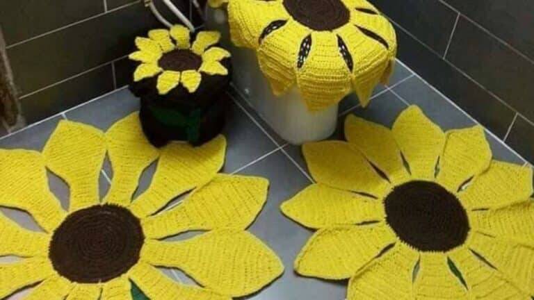 Jogo de Banheiro em Crochê Girassol e Mais 7 Modelos que Vendem Super Bem!
