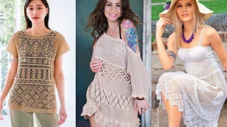 Crochê Filé com Gráfico: Peças de Vestuário para Copiar