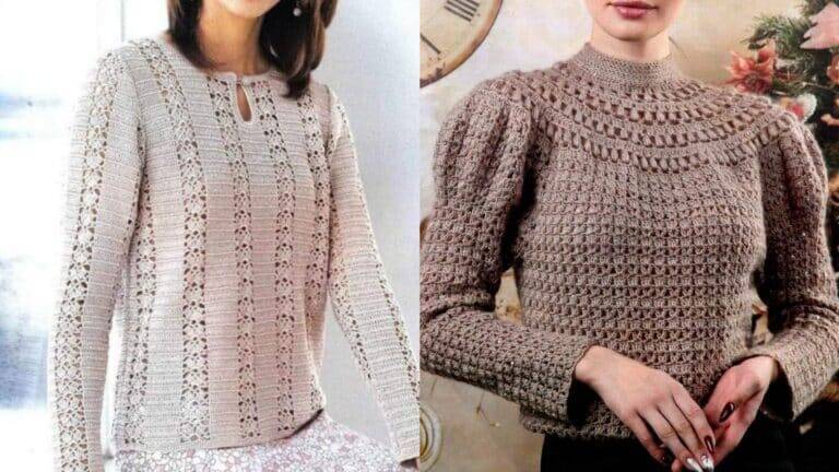 Blusas de Crochê Elegantes:  7 Modelos com Gráficos Detalhados