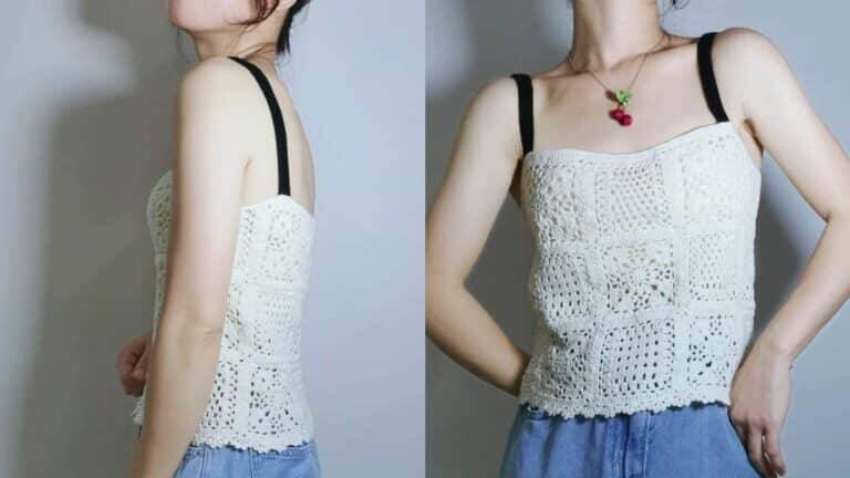 Blusinha de Crochê com Alcinhas Feita com Squares Bem Fácil