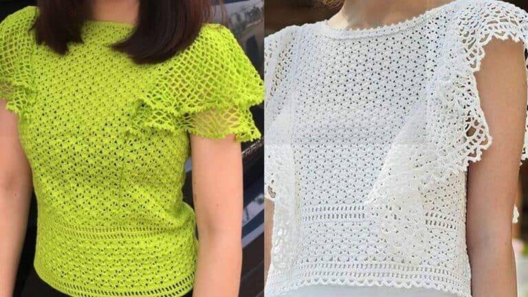 Blusa de Crochê Babados: Gráficos para Copiar