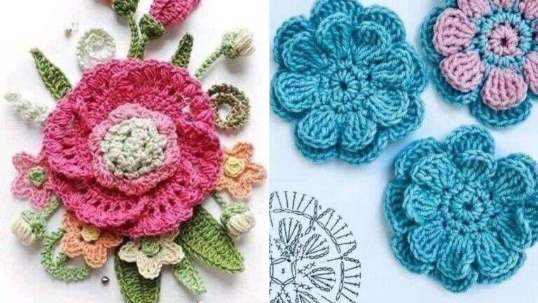 Flores em Crochê: 37 Modelos para Aplicação com Gráficos e Inspirações 
