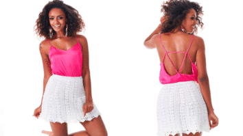 Saia de Crochê Branca Fashion