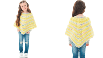 Poncho de Tricô Amarelo Print Baby