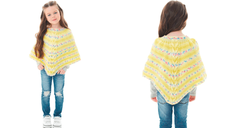 Poncho de Tricô Amarelo Print Baby