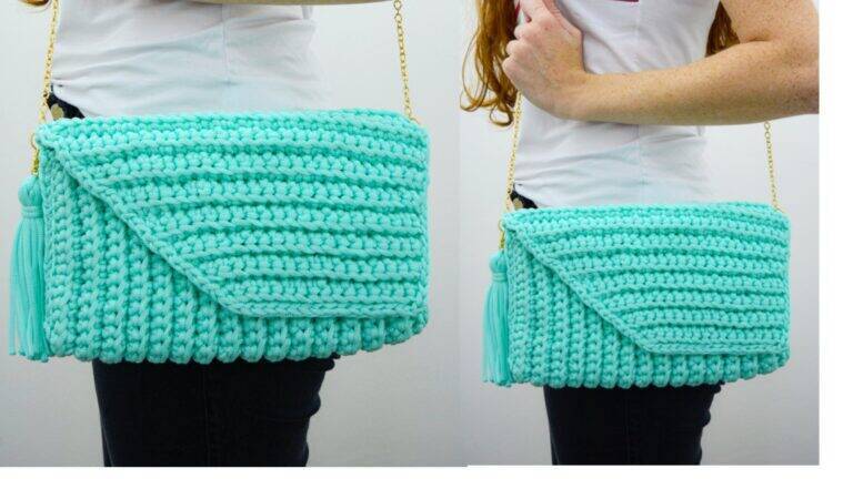 Bolsa De Crochê Verde Ponto a Ponto Super Linda!