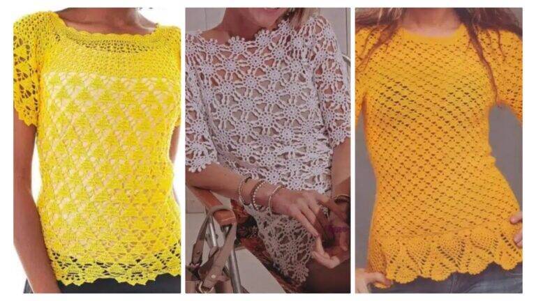 13 Blusas de Crochê com Pontos Lindos com Gráficos para Copiar