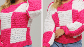 Blusa de Tricô Branca e Pink