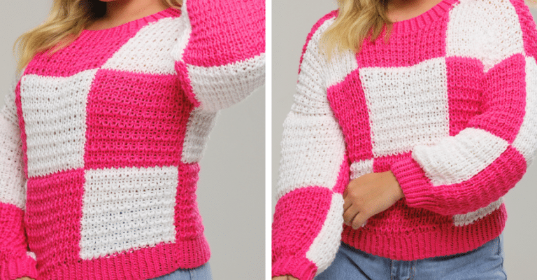Blusa de Tricô Branca e Pink