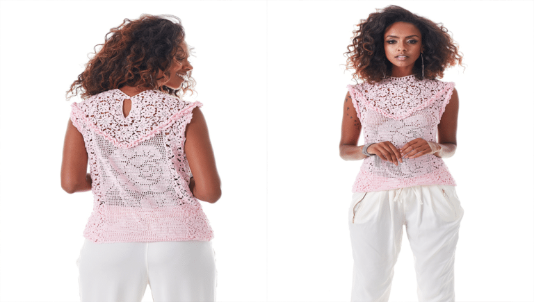 Blusa De Crochê Rosa Candy