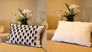 Almofada De Crochê Folhas