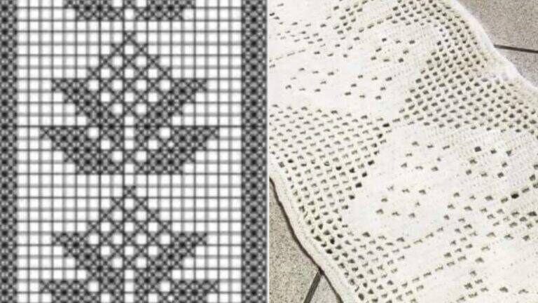 Tapetes em Crochê Filé Com Lindos Desenhos – 20 Ideias com Gráficos Parte 2