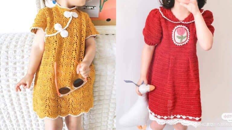 Vestidos de Crochê Infantil 4 a 6 Anos Parte  2
