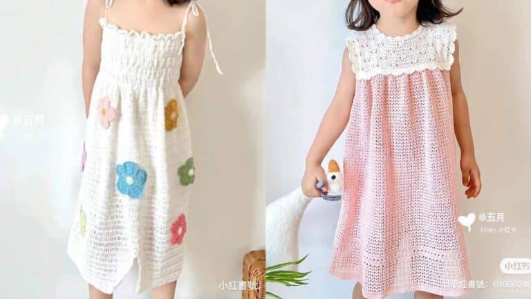 Vestidos em Crochê Infantil 4 a 6 Anos Parte 3