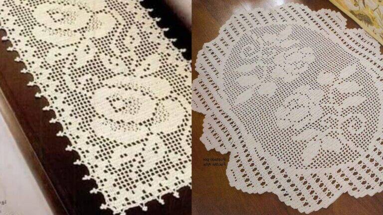 Tapetes em Crochê Filé Com Lindos Desenhos – 20 Ideias com Gráficos Parte 1